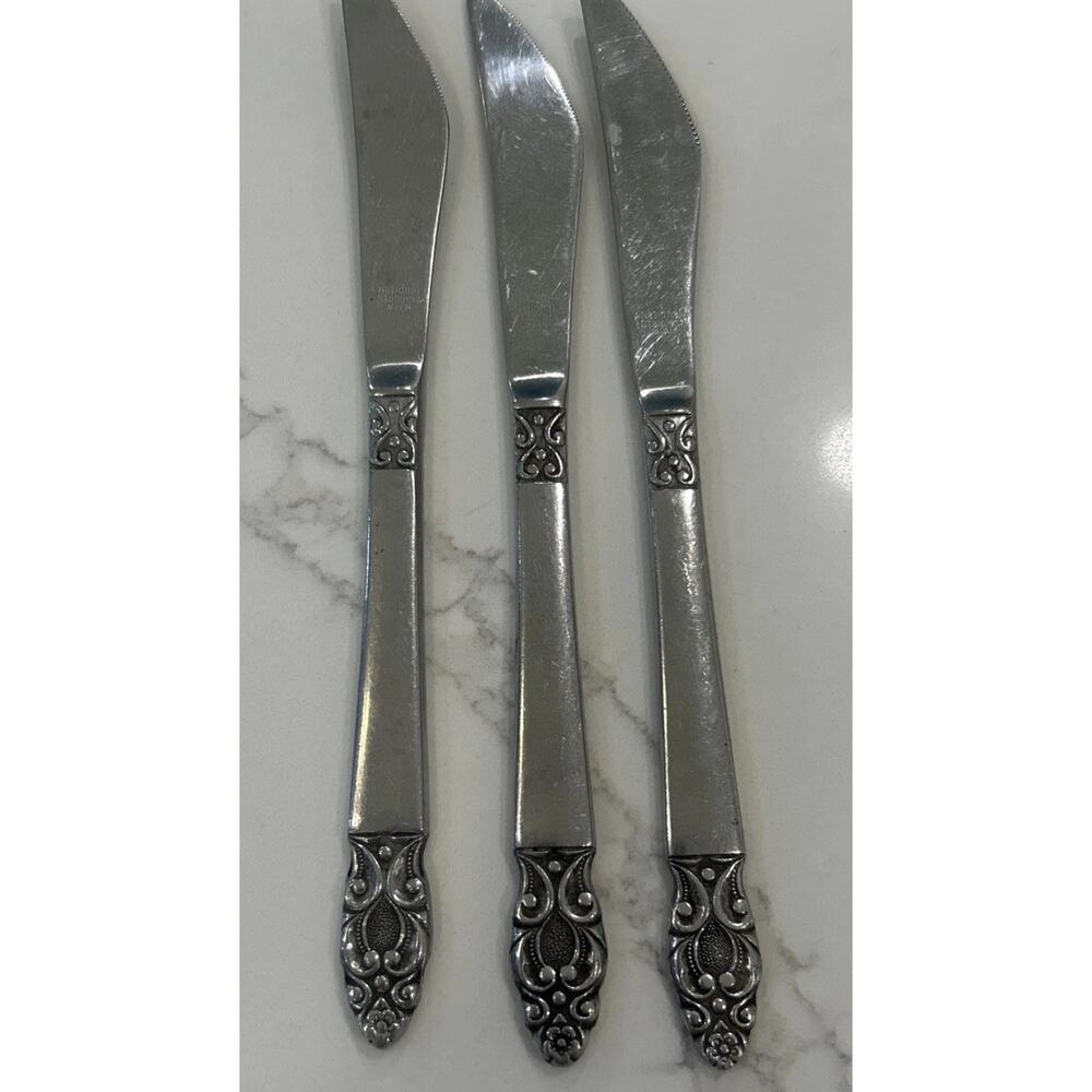 Vintage National Stainless OLAF Flatware Japan Set Of 3 Dinner Knives